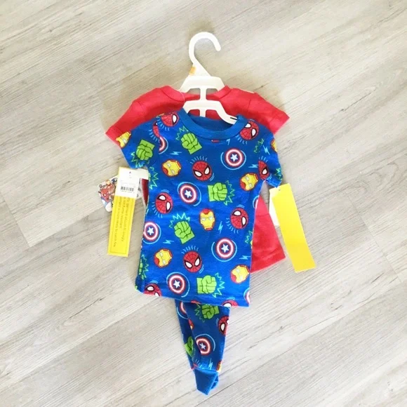 Spider-Man & Iron Man Hulk Captain American 2 Piece Set New 12 Months PJS - Picture 2 of 2